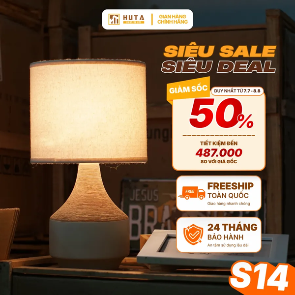 Đèn Ngủ Để Bàn HUTA Light For Life S14 Ánh Sáng Vàng, Điều Chỉnh Độ Sáng, Bảo Hành 24 Tháng