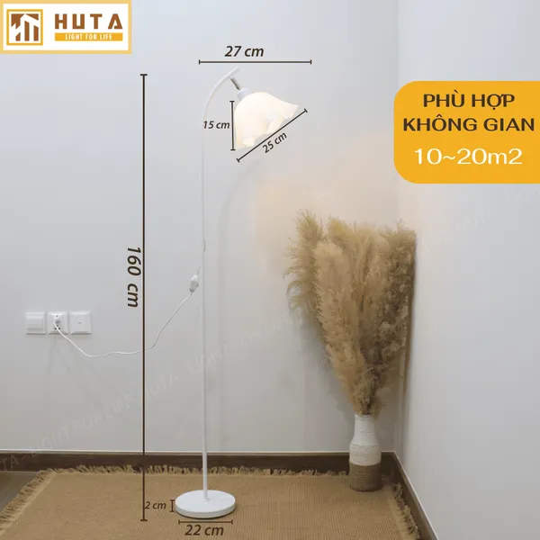 Đèn Cây Đứng Decor HUTA KT8 Thân Kim Loại, Phong Cách Bắc Âu, Điều Chỉnh Ánh Sáng