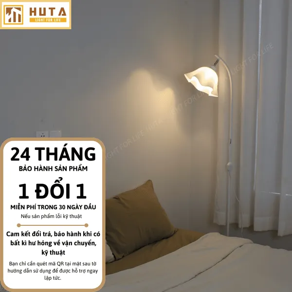 Đèn Cây Đứng Decor HUTA KT8 Thân Kim Loại, Phong Cách Bắc Âu, Điều Chỉnh Ánh Sáng
