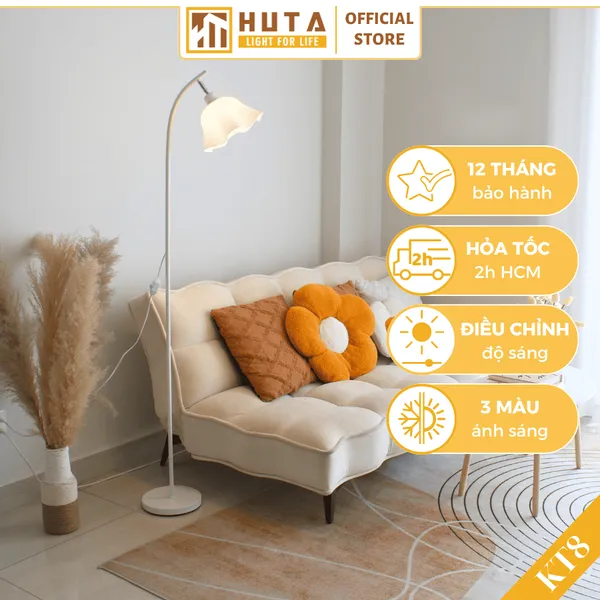 Đèn Cây Đứng Decor HUTA KT8 Thân Kim Loại, Phong Cách Bắc Âu, Điều Chỉnh Ánh Sáng