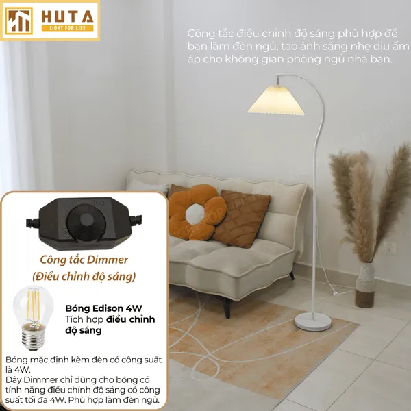 Đèn Cây Đứng Decor HUTA KC6 Thân Kim Loại Cong, 3 Màu Ánh Sáng, Bảo Hành 24 Tháng
