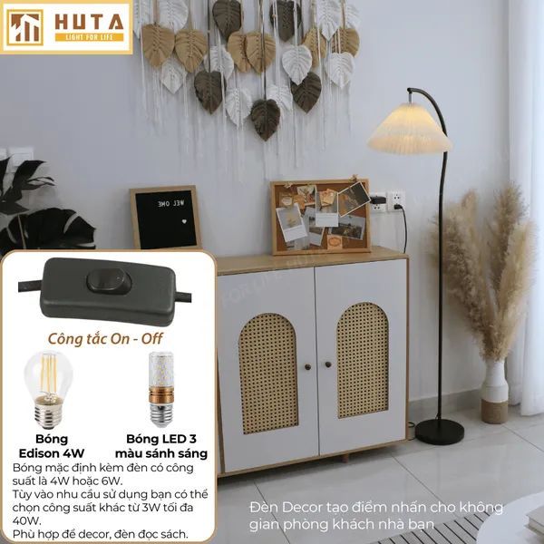 Đèn Cây Đứng Decor HUTA KC6 Thân Kim Loại Cong, 3 Màu Ánh Sáng, Bảo Hành 24 Tháng