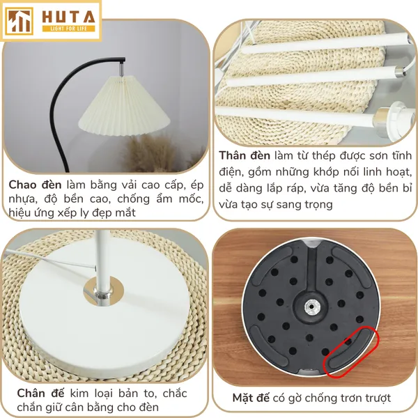Đèn Cây Đứng Decor HUTA KC6 Thân Kim Loại Cong, 3 Màu Ánh Sáng, Bảo Hành 24 Tháng