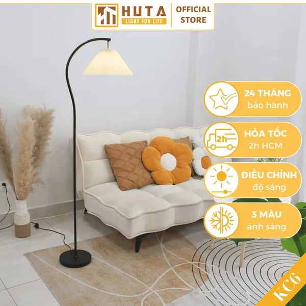 Đèn Cây Đứng Decor HUTA KC6 Thân Kim Loại Cong, 3 Màu Ánh Sáng, Bảo Hành 24 Tháng