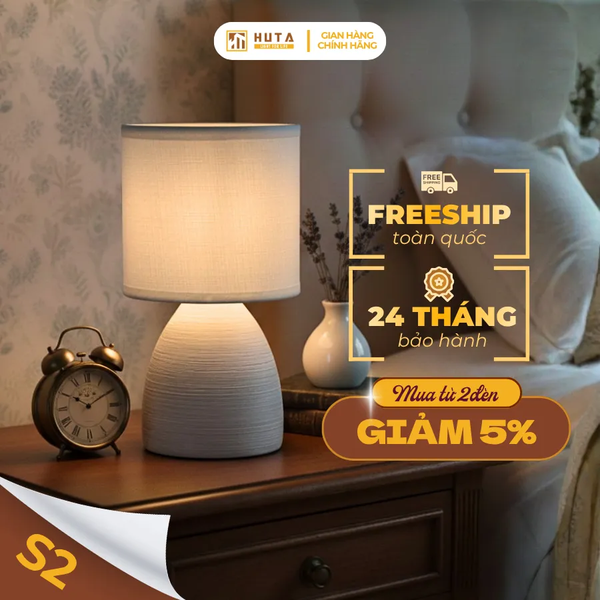 Đèn Ngủ Để Bàn HUTA Light For Life S2 Decor Phòng Ngủ, Điều Chỉnh Độ Sáng, Ánh Sáng Vàng  