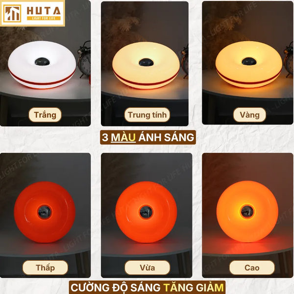 Đèn Bàn Trang Trí HUTA Light For Life DONUT Phong Cách Hiện Đại, Decor Phòng, Điều Chỉnh Độ Sáng