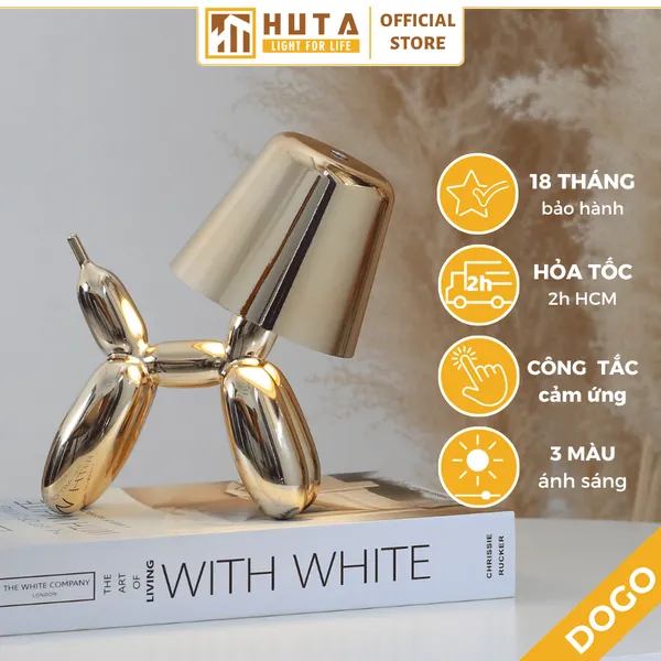 Đèn Bàn Trang Trí HUTA Light For Life DOGO Pin Sạc Tích Điện, Điều Chỉnh Độ Sáng, Decor Phòng