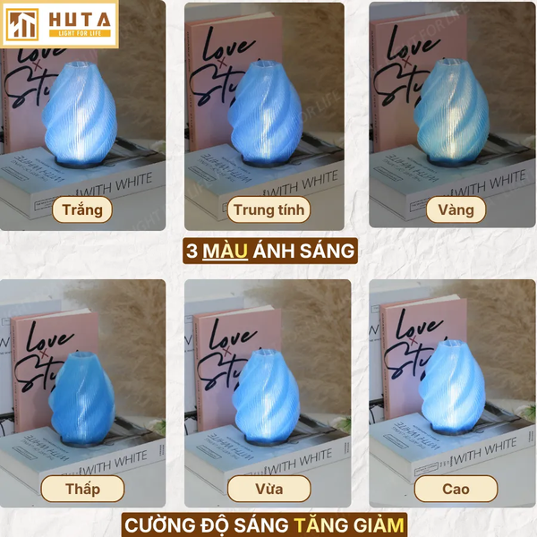 Đèn Decor In 3D HUTA Light For Life SÓNG Điều Chỉnh Ánh Sáng, Decor Không Gian