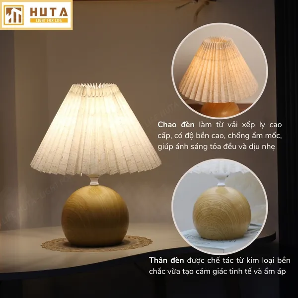 Đèn Ngủ Để Bàn HUTA Light For Life T8 Điều Chỉnh Độ Sáng, Ánh Sáng Vàng, Bảo Hành 24 Tháng