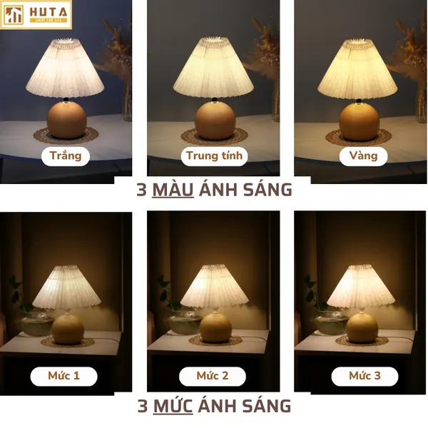 Đèn Ngủ Để Bàn HUTA Light For Life T8 Điều Chỉnh Độ Sáng, Ánh Sáng Vàng, Bảo Hành 24 Tháng
