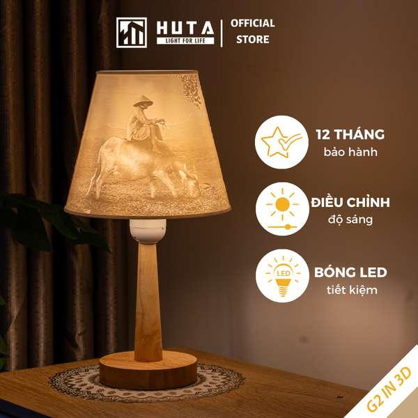 Đèn Ngủ In 3D HUTA Light For Life G2 Decor Phòng Ngủ, Điều Chỉnh Độ Sáng, In Ảnh Theo Yêu Cầu