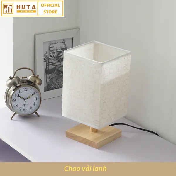 Đèn Ngủ Để Bàn Gỗ HUTA G3 Điều Chỉnh Độ Sáng, Đầu Cắm Điện 2 Chấu 220v, Ánh Sáng Vàng