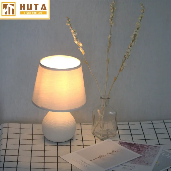 Đèn Ngủ Để Bàn Sứ HUTA S1 Điều Chỉnh Độ Sáng, Ánh Sáng Vàng, Bảo Hành 24 Tháng