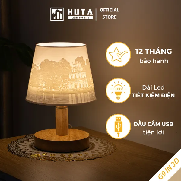 Đèn Ngủ In 3D HUTA Light For Life G9 Mini In Ảnh Theo Yêu Cầu, Decor Phòng Ngủ, Trang Trí Vintage, Dây cắm USB, Dải Led Ánh Sáng Vàng