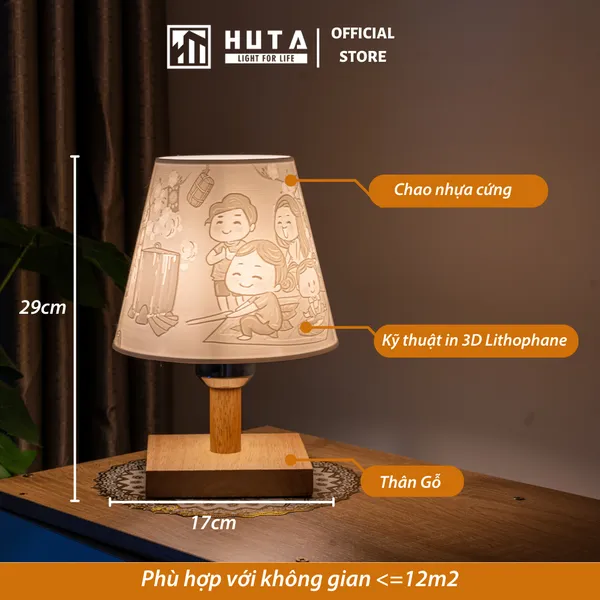 Đèn Ngủ Để Bàn 3D HUTA Light For Life G3 Decor Phòng Ngủ, Điều Chỉnh Độ Sáng, In Ảnh Theo Yêu Cầu