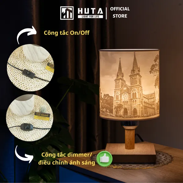 Đèn Ngủ Để Bàn 3D HUTA Light For Life G3 Decor Phòng Ngủ, Điều Chỉnh Độ Sáng, In Ảnh Theo Yêu Cầu