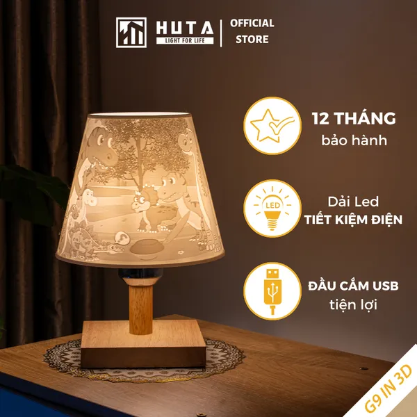 Đèn Ngủ Để Bàn 3D HUTA Light For Life G3 Decor Phòng Ngủ, Điều Chỉnh Độ Sáng, In Ảnh Theo Yêu Cầu