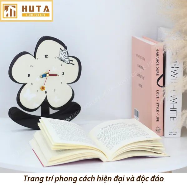 Đồng hồ để bàn decor lắc lư,  kiểu dáng hoa dễ thương, trang trí phòng ngủ