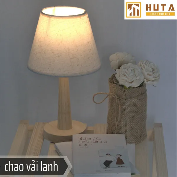 Đèn Ngủ Để Bàn Gỗ HUTA G2 Điều Chỉnh Độ Sáng, Ánh Sáng Vàng, Bảo Hành 24 Tháng