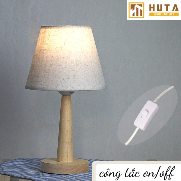 Đèn Ngủ Để Bàn Gỗ HUTA G2 Điều Chỉnh Độ Sáng, Ánh Sáng Vàng, Bảo Hành 24 Tháng