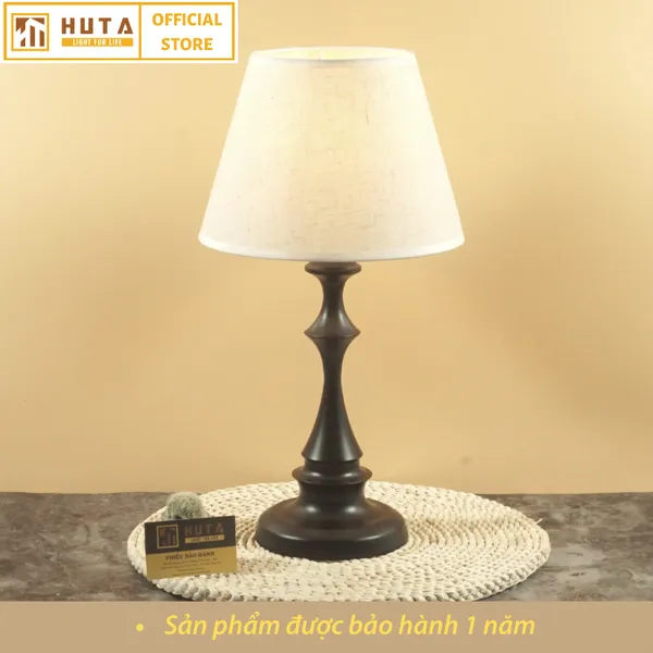 Đèn Ngủ Để Bàn Thép HUTA T2 Sang Trọng Điều Chỉnh Độ Sáng, Bóng Led Sáng Vàng