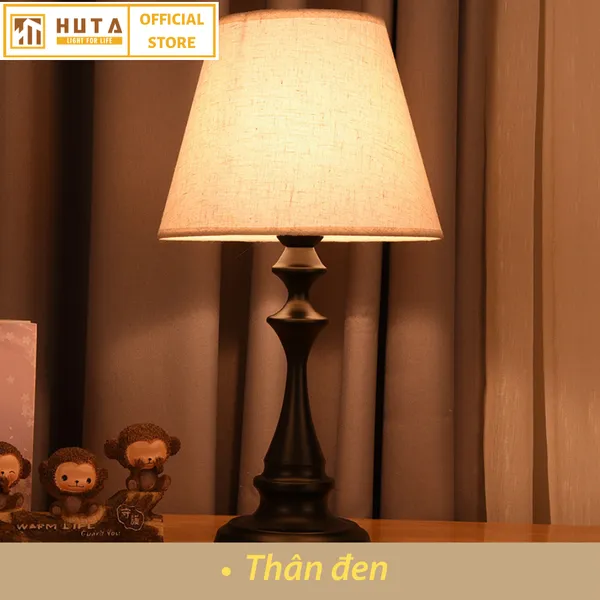 Đèn Ngủ Để Bàn Thép HUTA T2 Sang Trọng Điều Chỉnh Độ Sáng, Bóng Led Sáng Vàng