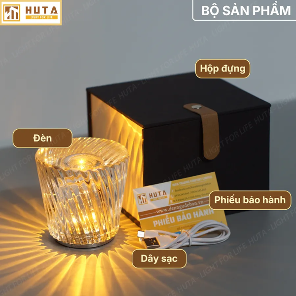 Đèn Bàn Pin Sạc HUTA Light For Life PLCOC Bảo Hành 18 Tháng, Thiết Kế Hiện Đại, Ba Chế Độ Sáng