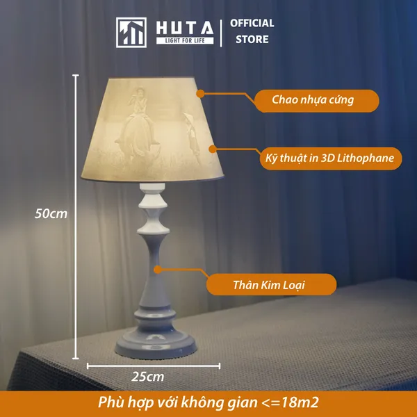 Đèn Ngủ In 3D HUTA Light For Life T2 Decor Phòng Ngủ, Điều Chỉnh Độ Sáng, In Ảnh Theo Yêu Cầu