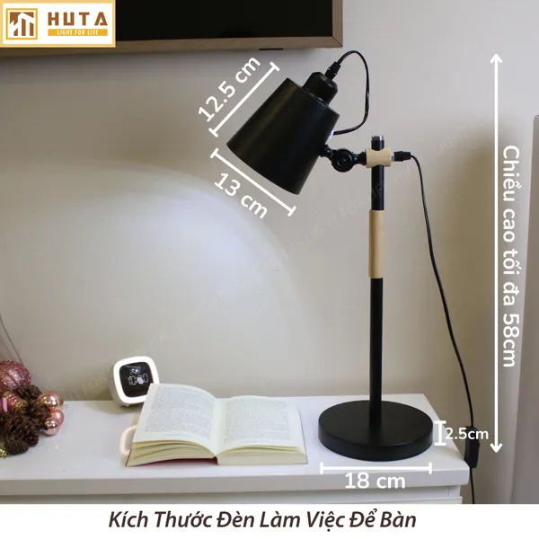 Đèn Bàn Làm Việc HUTA Light For Life LVK01 Bóng Led 3 Màu Sáng, Đèn Học Để Bàn Kim Loại