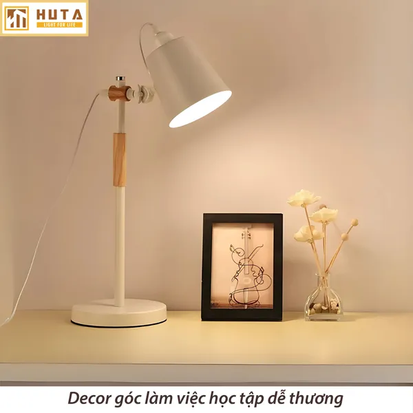 Đèn Bàn Làm Việc HUTA Light For Life LVK01 Bóng Led 3 Màu Sáng, Đèn Học Để Bàn Kim Loại