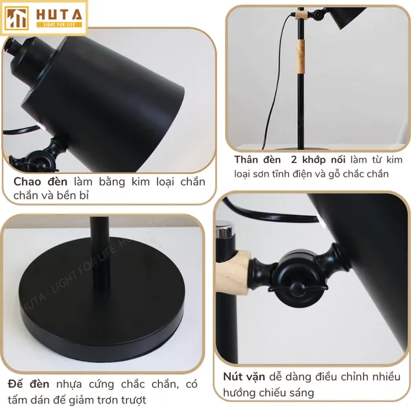 Đèn Bàn Làm Việc HUTA Light For Life LVK01 Bóng Led 3 Màu Sáng, Đèn Học Để Bàn Kim Loại