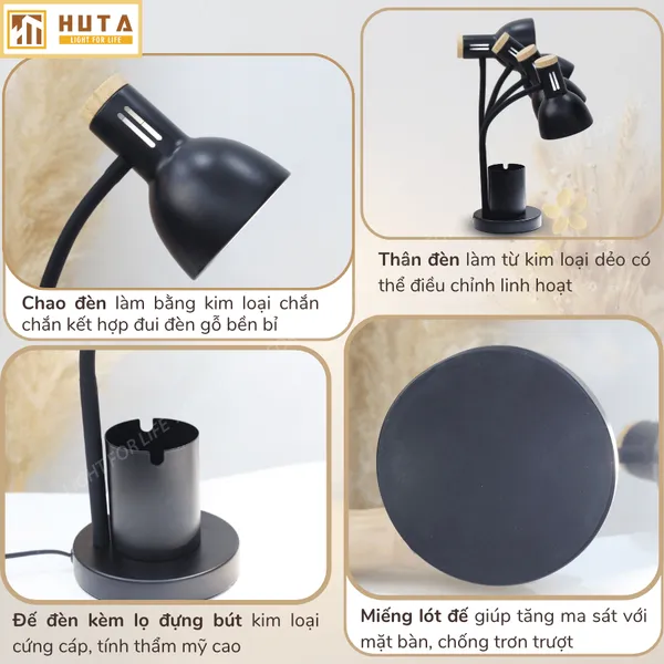 Đèn Bàn Học HUTA Light For Life LVK2 Đèn Bàn Làm Việc, Bóng Led 3 Màu Sáng, Bảo Hành 24 Tháng