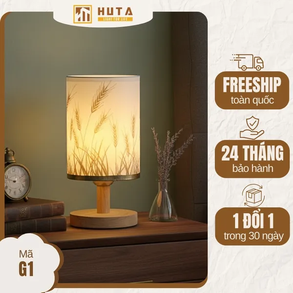 Đèn Ngủ Để Bàn HUTA Light For Life G1 Điều Chỉnh Độ Sáng, Ánh Sáng Vàng Ấm, Đầu Cắm 2 Chấu 220V