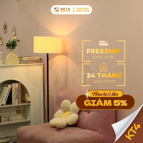 Đèn Cây Đứng HUTA Light For Life KT4 Thân Kim Loại, Điều Chỉnh Ánh Sáng Vàng