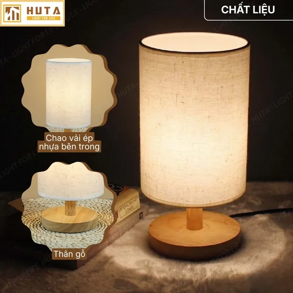 Đèn Ngủ Để Bàn HUTA Light For Life G1 Điều Chỉnh Độ Sáng, Ánh Sáng Vàng Ấm, Đầu Cắm 2 Chấu 220V