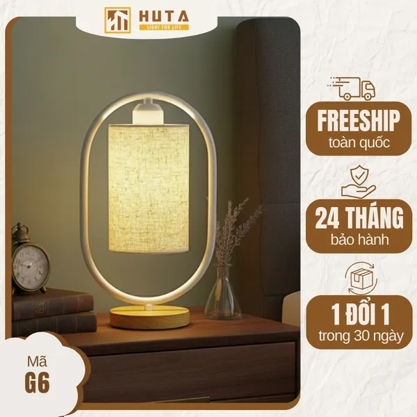 Đèn Ngủ Để Bàn Gỗ HUTA Light For Life G06 Điều Chỉnh Độ Sáng, Ánh Sáng Vàng, Bảo Hành 24 Tháng