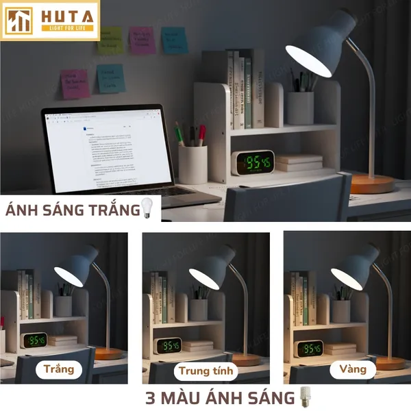 Đèn Bàn Học HUTA Light For Life LVG1 Ánh Sáng Trắng Vàng, Decor Phòng, Đèn Bàn Làm Việc