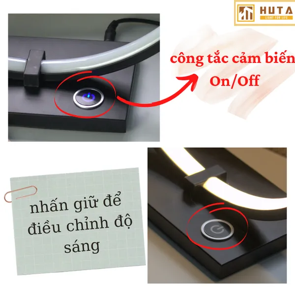 Đèn ngủ để bàn HUTA Mã C1 Khung Nhôm Chắc Chắn, Điều Chỉnh Ánh Sáng
