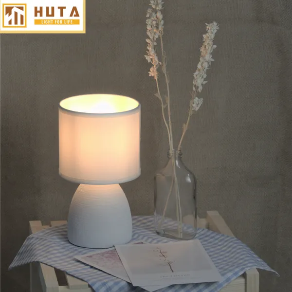 Đèn Ngủ Để Bàn Sứ HUTA S2 Decor Phòng Ngủ, Điều Chỉnh Độ Sáng, Ánh Sáng Vàng