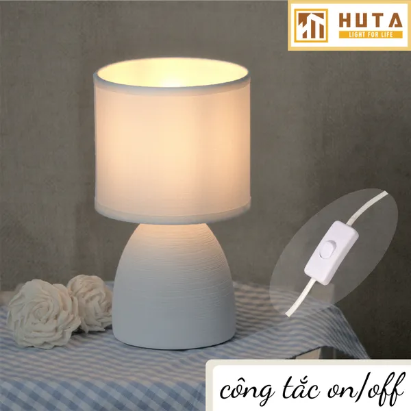 Đèn Ngủ Để Bàn Sứ HUTA S2 Decor Phòng Ngủ, Điều Chỉnh Độ Sáng, Ánh Sáng Vàng