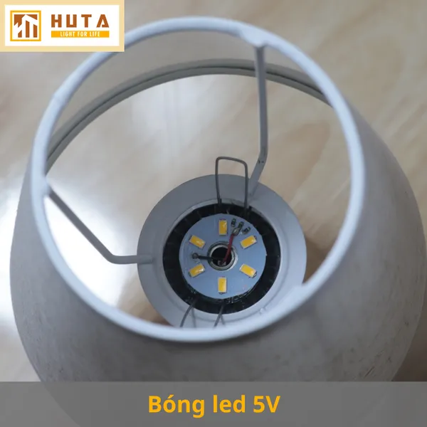 Đèn Ngủ Để Bàn Gỗ HUTA G2S Đầu Cắm USB, Dải Led Ánh Sáng Vàng