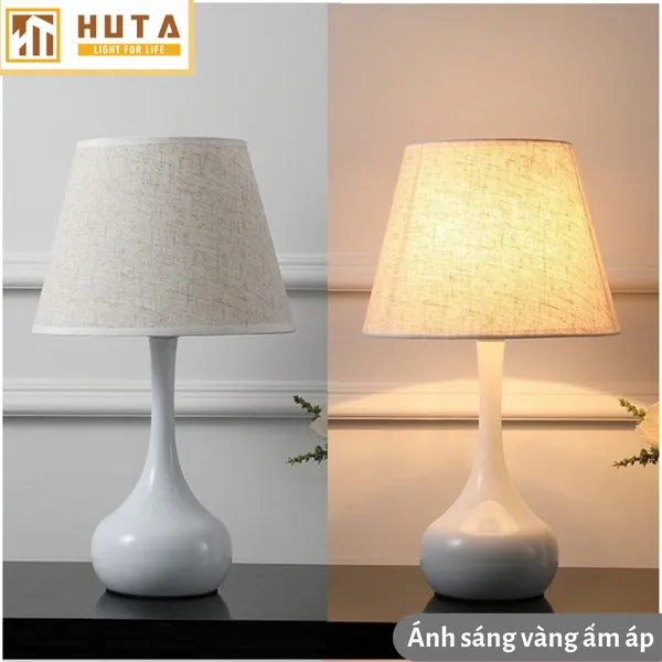Đèn Ngủ Để Bàn Thép HUTA T3 Ánh Sáng Vàng, Điều Chỉnh Độ Sáng, Bảo Hành 24 Tháng