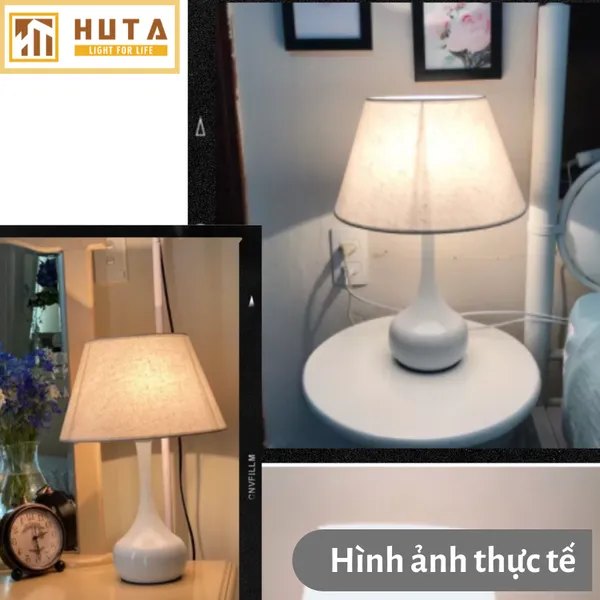 Đèn Ngủ Để Bàn Thép HUTA T3 Ánh Sáng Vàng, Điều Chỉnh Độ Sáng, Bảo Hành 24 Tháng
