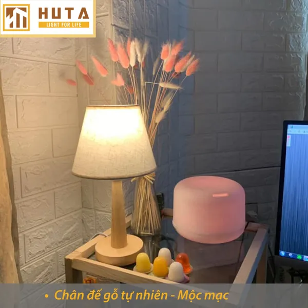 Đèn Ngủ Để Bàn Gỗ HUTA G2 Điều Chỉnh Độ Sáng, Ánh Sáng Vàng, Bảo Hành 24 Tháng