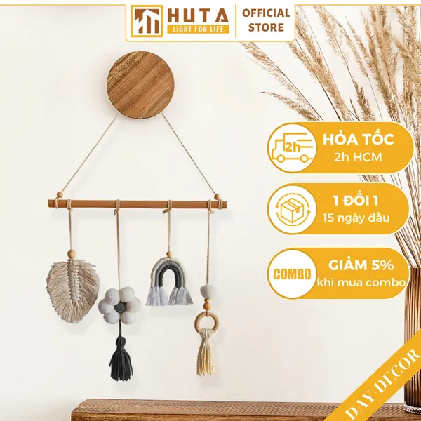 Dây treo Macrame phong cách lá cầu vồng trang trí phòng, decor homestay phong cách Vintage