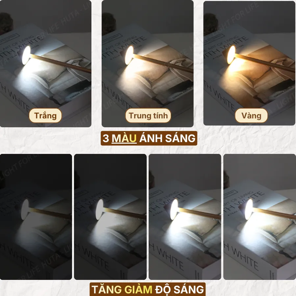 Đèn Bàn Cảm Ứng Hiện Đại HUTA Light For Life TAMGIAC Bảo Hành 18 Tháng, Điều Chỉnh Độ Sáng
