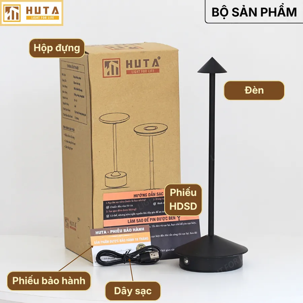 Đèn Bàn Cảm Ứng Hiện Đại HUTA Light For Life TAMGIAC Bảo Hành 18 Tháng, Điều Chỉnh Độ Sáng