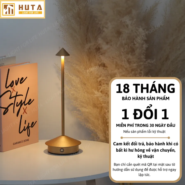 Đèn Bàn Cảm Ứng Hiện Đại HUTA Light For Life TAMGIAC Bảo Hành 18 Tháng, Điều Chỉnh Độ Sáng