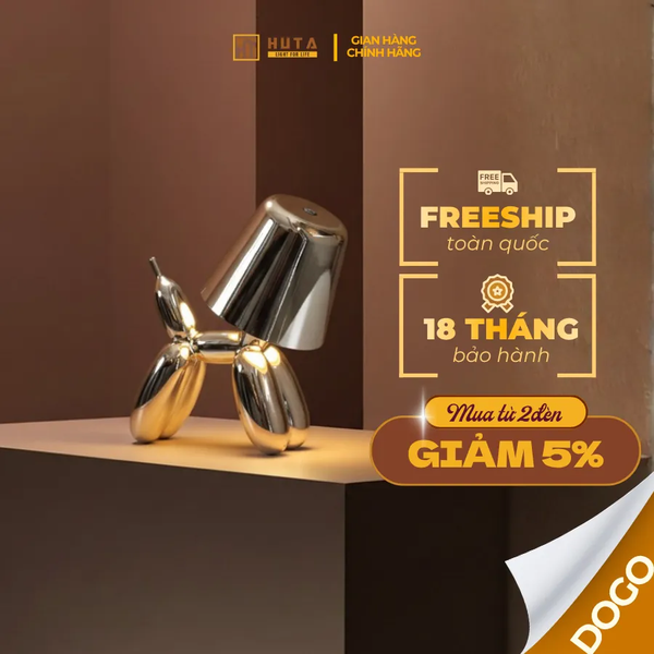 Đèn Bàn Trang Trí HUTA Light For Life DOGO Pin Sạc Tích Điện, Điều Chỉnh Độ Sáng, Decor Phòng