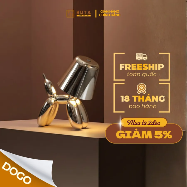 Đèn Bàn Trang Trí HUTA Light For Life DOGO Pin Sạc Tích Điện, Điều Chỉnh Độ Sáng, Decor Phòng